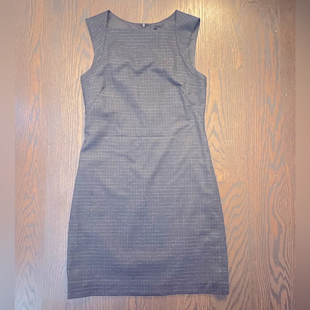 Theory Size 8 Gray Wool Silver Threads Dress Fitt… - image 1